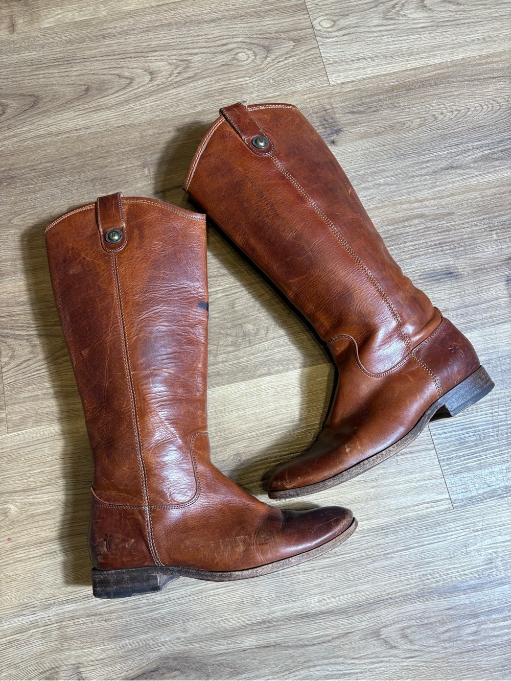 Women’s Frye Melissa Button Cognac Leather Boots 77167